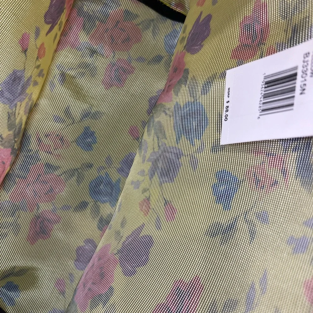 Betsey Johnson Yellow Floral Tote with Hot Pink Handles